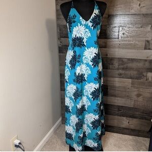 The Loft navy & turquoise maxi dress | Size 8